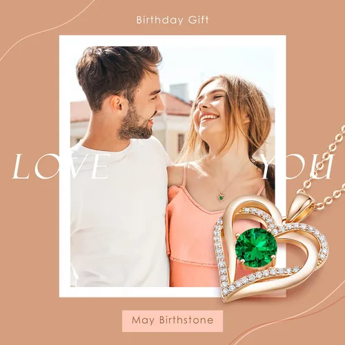 Miniatura 7 de LOUISA SECRET Love Heart Birthstone Necklaces for Women 925 Sterling Silver Rose Gold Pendant Forever Diamond Jewelry Valentines Day Christmas
