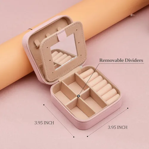 Miniatura 2 de MODENGKONGJIAN Joyero de viaje para mujer, a la moda, para anillos, collares, aretes, joyería, caja organizadora, pequeña, portátil, personalizada