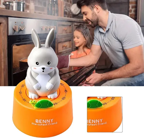 Miniatura 5 de Temporizador mecánico de cocina, lindo animal de dibujos animados de 60 minutos, temporizador de cuenta regresiva visual, cocina, horneado, estudio
