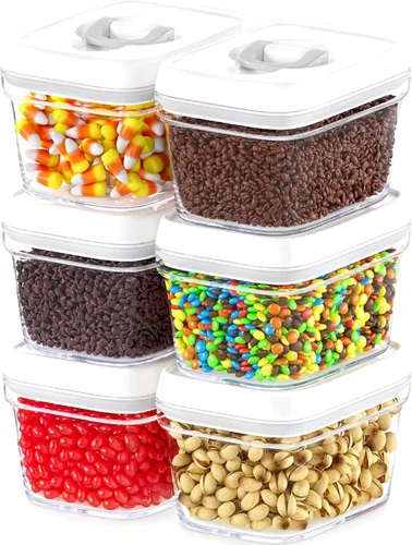 DWËLLZA KITCHEN Contenedores herméticos para almacenamiento de alimentos con tapas, 6 piezas del mismo tamaño, contenedor de despensa para especias,