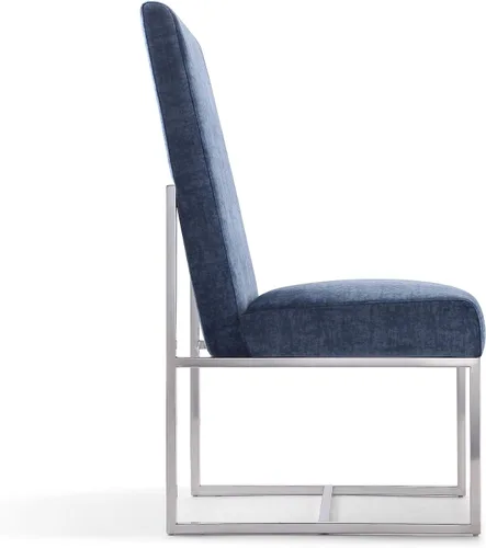Miniatura 8 de Manhattan Comfort Element Mid Century - Silla de comedor tapizada moderna, juego de 6, color azul
