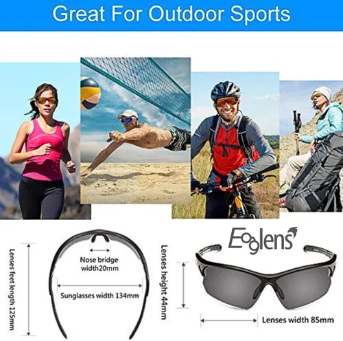 Miniatura 5 de Gafas de sol polarizadas o fotocromáticas para deportes al aire libre para hombres y mujeres, marco TR90, protección UV Negro Gris