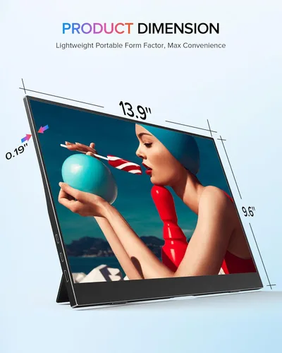 Miniatura 8 de Newsoul Monitor portátil de 15.6 pulgadas, monitor de viaje ultra delgado 108% sRGB 2000:1 contraste USB C Mini HDMI Plug & Play Monitor IPS