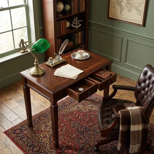 Miniatura 3 de Escritorio pequeño con 2 cajones de almacenamiento, escritorios de oficina en casa de 31.5 pulgadas, elegantes escritorios de madera con patas