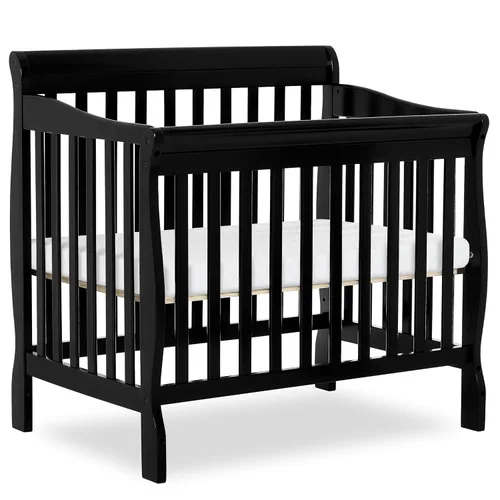 Dream On Me Aden, Mini cuna convertible 4 en 1 en color negro, con certificado Greenguard Gold