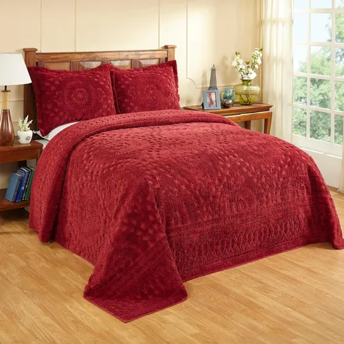 Miniatura 6 de Better Trends 1 colcha de chenilla tamaño matrimonial/doble, ropa de cama de chenilla 100% algodón, patrón de medallón ligero, decoración