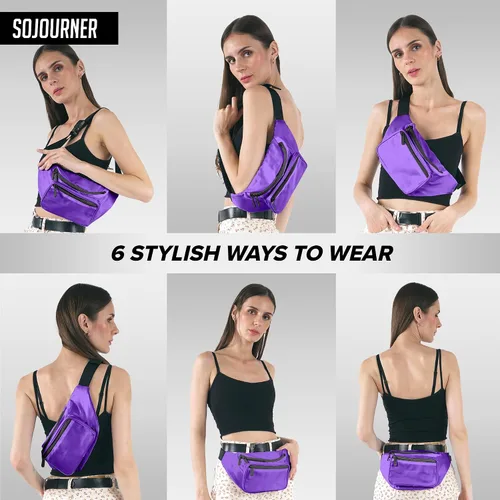 Miniatura 6 de Riñonera para hombres y mujeres Riñonera Riñonera ligera para viajes, deportes, senderismo, Morado - Sólido, talla única