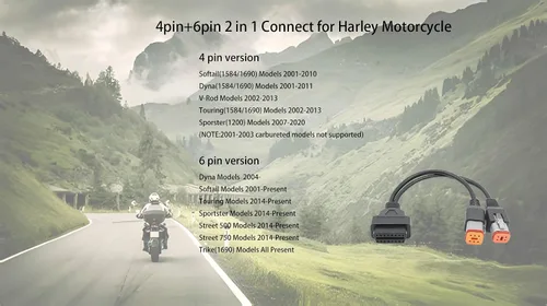 Miniatura 3 de 4pin+6pin 2 en 1 conectar para Harley motocicleta Obd2 Cable 16 Pin a 4 Pin 6 Pin OBD adaptador de cable escaneo a muchas motocicletas Motorrad