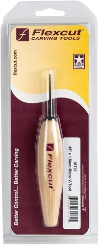 Miniatura 2 de Flexcut Herramienta de tallado de madera Micro V-Tool 45 grados 0.059 in Cuchilla de corte de acero de alto carbono 1095 afilada para trabajos
