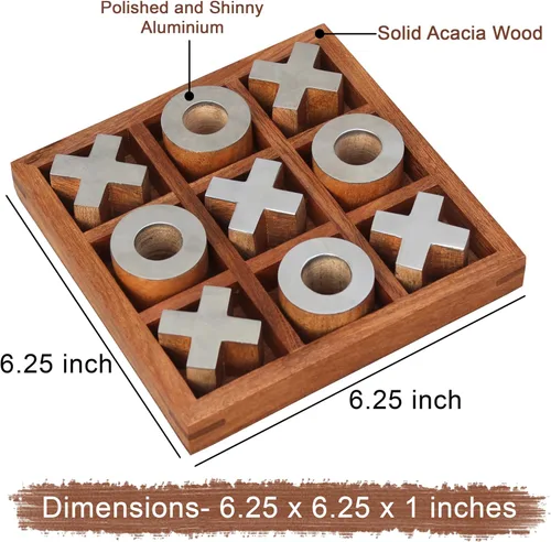 Miniatura 5 de T one juego de madera Tic Tac Toe juegos de mesa para adultos Juegos Familiares Divertidos de Mesa para Decoración de Sala de Estar