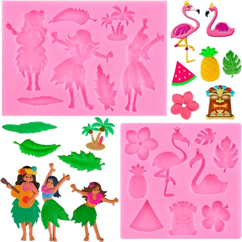Miniatura 10 de Mujiang Molde de silicona con hojas de flores tropicales, moldes de fondant de flores de plumeria, molde de caramelo de hoja de Monstera