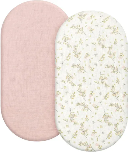Miniatura 15 de Sábanas orgánicas para cuna de bebé de 33 x 17 pulgadas, 100% algodón de muselina para bebé, niña, niño, funda de colchón ajustable suave compatible