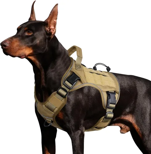 Miniatura 49 de WINGOIN - Arnés táctico púrpura para perros medianos, arnés resistente sin tirones con asa, chaleco militar K9 reflectante ajustable para mascotas