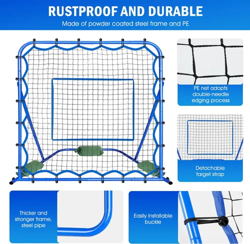 Miniatura 7 de Soccer Baseball Rebounder Net, Soccer Goal Net, Volleyball Softball Rebound Pitchback Net Quick-Switch Angle Training for Control, Passing Practice