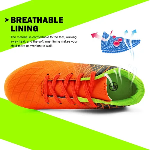 Miniatura 6 de JABASIC - Tacos de fútbol para exteriores para niños zapatos de fútbol atléticos y firmes