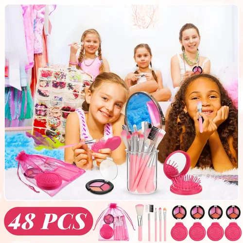 Miniatura 6 de Willinglong 12 Juegos de Kit de Maquillaje para Niñas, Suministros de Fiesta de Spa para Niñas, Juego de Cosméticos de Maquillaje para Pijamadas
