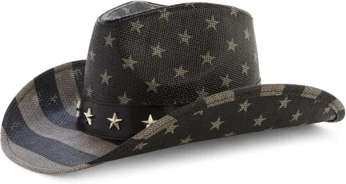 Miniatura 9 de Sombrero de vaquero de paja de Estados Unidos para hombres y mujeres, aspecto vintage, sombrero de vaquera para fiesta de disfraces (tamaño adulto)