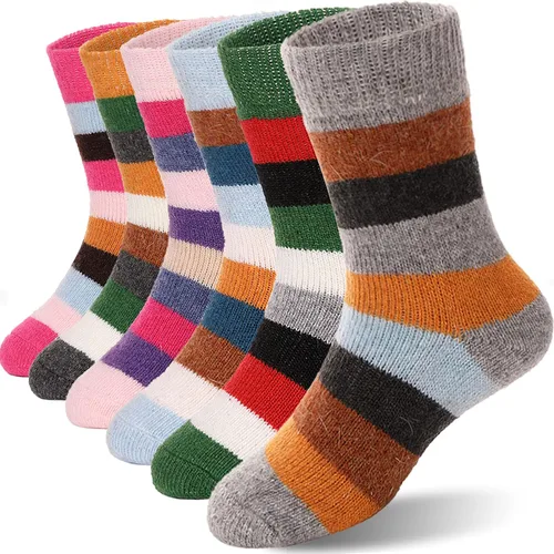 Miniatura 25 de ANTSANG Calcetines de Lana, Calcetines Térmicos Cálidos y Gruesos Tipo Crew Boot para Niños Pequeños, Niños y Niñas, 6 Pares