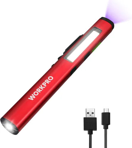 Miniatura 7 de WORKPRO Linterna de Pluma Recargable, Linterna UV de 365 nm con Luz Negra, Linterna LED de 450 Lúmenes Mini de Bolsillo, para Inspección, Trabajo