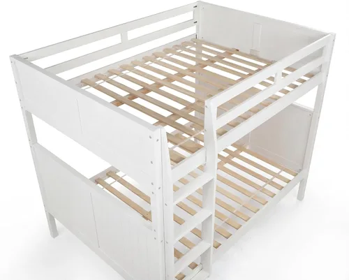 Miniatura 7 de Camaflexi Panel estilo litera de madera maciza, Twin-Over-Twin, escalera lateral adjunta, capuchino