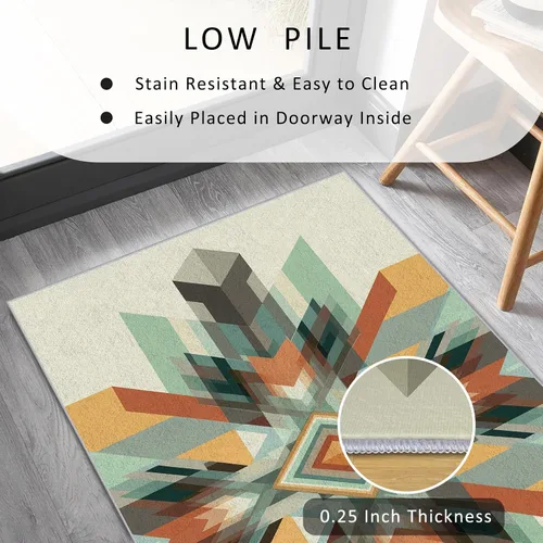 Miniatura 6 de Aztec Runner Rug 2x6 - Hallway Runner Rug Southwest Native American Rustic Boho Ethnic Retro Pattern, Non Slip, Washable, Aztec Home Decor Carpet