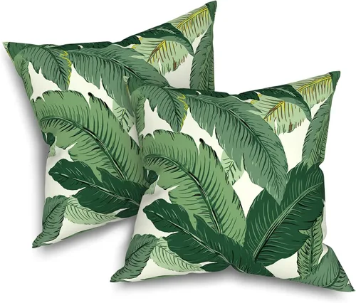 Miniatura 224 de Juego de 2 almohadas para exteriores de 16 x 16 pulgadas, repelentes al agua con interiores, para muebles de patio, hogar, jardín, geometría bohemia