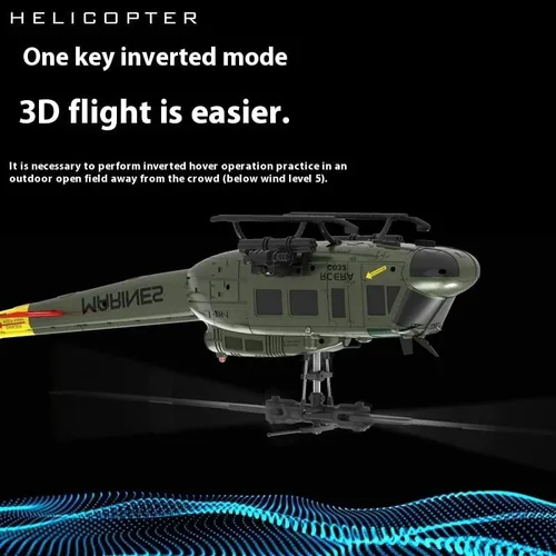 Miniatura 5 de Helicóptero RC 1/48 para adultos, RC ERA C032 UH-1 Huey 2.4G 6CH Gyro estabilizado aeronave de control remoto con retención de altitud y flujo