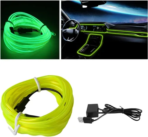 Miniatura 21 de Tira de luces LED de cable EL, tira de luz de neón automática USB de 10 pies/3M con borde de costura, kits de iluminación ambiental