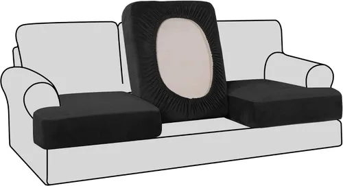 Miniatura 59 de H.VERSAILTEX Fundas de terciopelo elástico para silla con cojín en forma de T para sala de estar, funda de sofá, funda de asiento con cojín