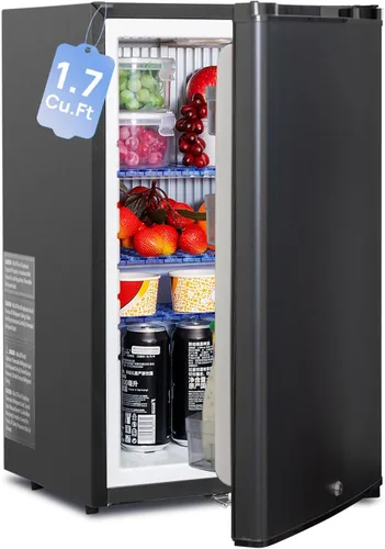 Miniatura 10 de Smad Mini refrigerador con cerradura y llave de 1.0 pies cúbicos, refrigerador compacto de 12 V/110 V, con bloqueo de refrigerador pequeño