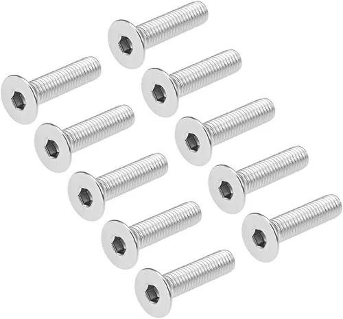 Miniatura 10 de uxcell Tornillos de máquina de cabeza plana M5x30mm Tornillo hexagonal interno 304 pernos de fijación de acero inoxidable 10 piezas
