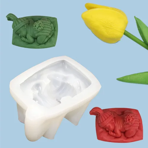Miniatura 4 de Molde de silicona para bebé, molde de silicona para dormir, molde de fondant de silicona para baby shower, molde de caramelo de chocolate