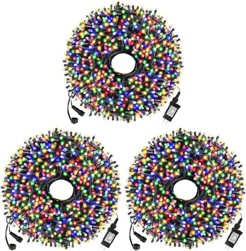 Miniatura 14 de Guirnalda de luces de Navidad para interiores y exteriores, luces para árbol de Navidad, con certificación UL, función de memoria con enchufe