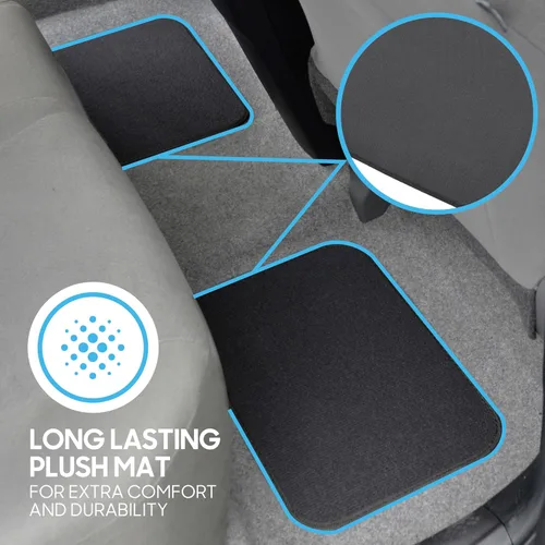 Miniatura 6 de Juego premium de 4 piezas de alfombrillas de suelo de coche con almohadilla de seguridad de vinilo para coche, camión, SUV, cupé sedán, negro Carbón