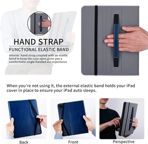 Miniatura 4 de HFcoupe Stitch - Funda para iPad Air 13 2026 M4 / 2025 M3 / 2024 M2, iPad Pro 12.9 6ª 5ª 4ª 3ª generación, soporte para lápices, soporte Azul marino