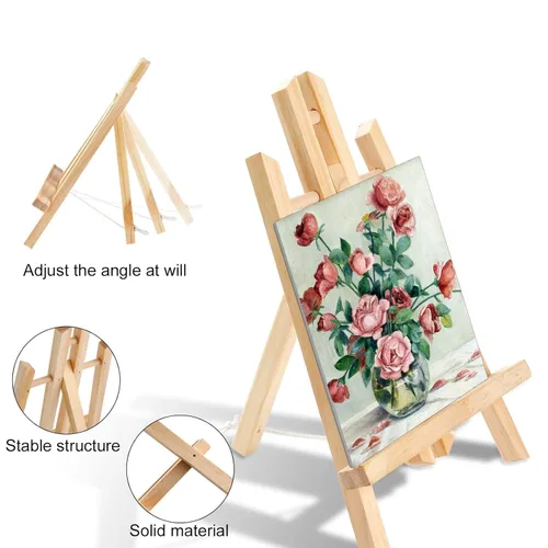 Miniatura 4 de Set profesional de pintura AROIC de 72 piezas con caballetes, 6 caballetes de madera, 6 paquetes de 60 pinceles con cabeza de nylon y 6 paletas, kit