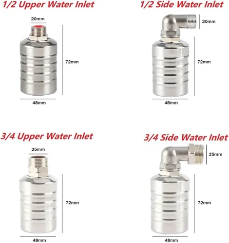 Miniatura 6 de Stainless Steel Floating Ball Valve Automatic Water Level Control 1/2 3/4 Float Tank Tower Shutoff(3/4",Side Water Inlet)