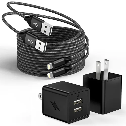 Miniatura 13 de Cargador rápido para iPhone, cargador de iPhone de carga rápida, paquete de 2 cargadores de pared USB de doble puerto, adaptador de bloque