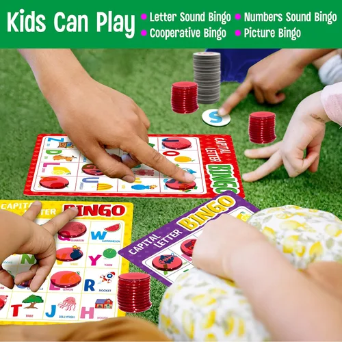Miniatura 4 de SpriteGru Juego de bingo del alfabeto, mayúsculas/minúsculas/números ABC y 123 juego de mesa de bingo para niños de jardín de infantes