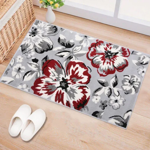 Miniatura 8 de Rugshop Alfombra moderna de diseño floral azul, elegante que no se desprende, 24 x 87 pulgadas para sala de estar, dormitorio, comedor, cocina