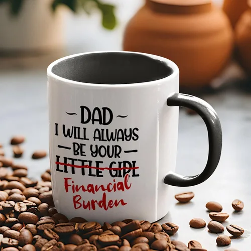 Miniatura 5 de Veracco Taza de café de cerámica con texto en inglés "Dad I will Always Be Your Little Girl" Financial Burden Financial Burden, taza para el mejor
