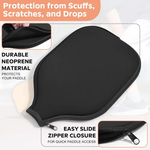 Miniatura 4 de 2 Pcs Pickleball Paddle Covers, Universal Case Size - 8.6 x 12.2 inches Zippered Racket Sleeve, Durable Neoprene Paddle Cover, Paddle Storage Bag