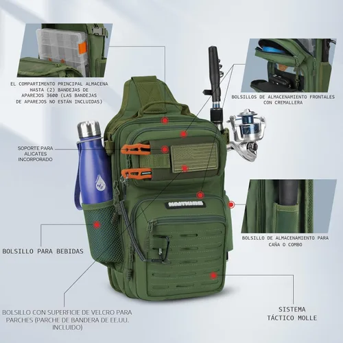 Miniatura 4 de KastKing BlowBak - Bolsa táctica para aparejos de pesca, mochila de pesca ligera, almacenamiento para equipo y equipo, regalo para hombres E: verde