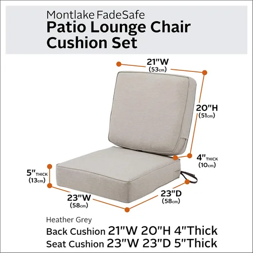 Miniatura 10 de Classic Accessories Montlake FadeSafe - Cojín cuadrado para asiento de patio, resistente al agua, 23 x 23 x 5 pulgadas, color henna jaspeado