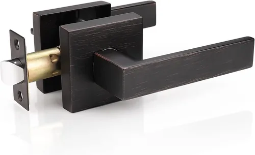 Miniatura 40 de Probrico - Juego de 5 manijas de puerta de paso resistentes para armarios y pasillos, juego de manijas de puerta sin llave de diseño cuadrado Oil