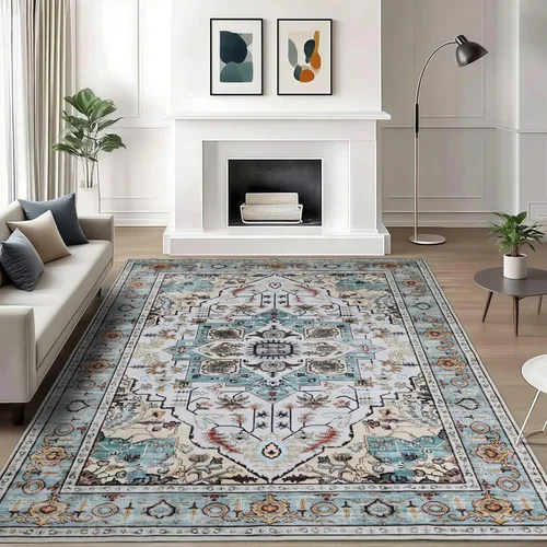 Miniatura 22 de WILLSUN Alfombras lavables de área, alfombras grandes antideslizantes de 5 x 7 pulgadas estilo bohemio para sala de estar, dormitorio, alfombra