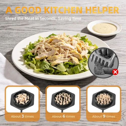 Miniatura 2 de Cleangor Trituradora de pollo, grande, sin BPA, con mango ergonómico, herramienta trituradora de alimentos antideslizante para cerdo, carne de res