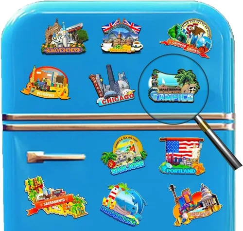Miniatura 4 de Tampico - Imán de México para nevera, de madera, 3D, monumentos, viajes, coleccionables, recuerdos, decoración hecha a mano -2333
