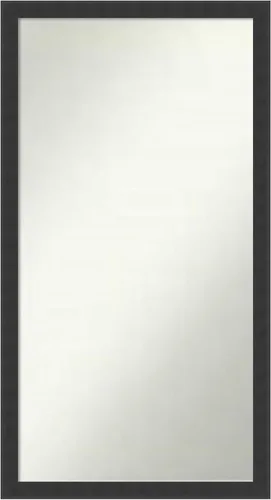 Miniatura 346 de Amanti Art Espejo de baño negro para sobre fregadero, 22 x 22 pulgadas, espejo de tocador cuadrado estrecho negro Avon, marco de madera casual