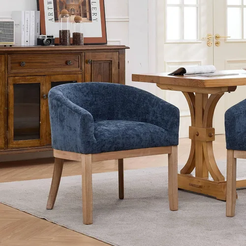 Miniatura 12 de SoarFlash Sillas de comedor tapizadas modernas de mediados de siglo con brazos, juego de 2, sillas de cocina y comedor de lino de granja, con marco